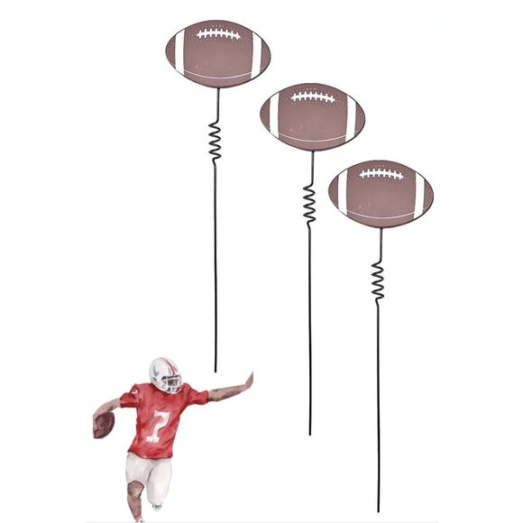 14.25" Football Metal Picks (Set of 3), Wreath and Cake Decor Accents - Picture 1 of 3